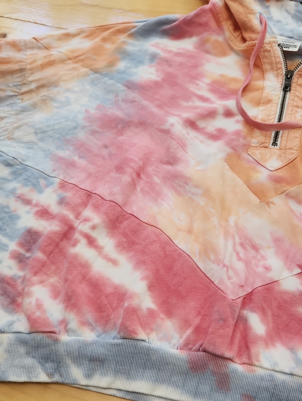 PINK Victoria's Secret Pastel Tie Dye Cropped Batwing Slouchy Hoodie L - Picture 12 of 16